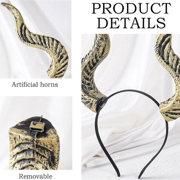 Dark Devil Horns  Gold Headband main image 5